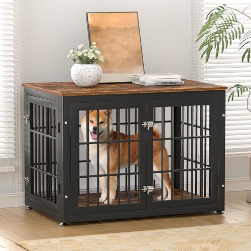 Natural and White Extra Large Wooden Dog Crate Furniture E560