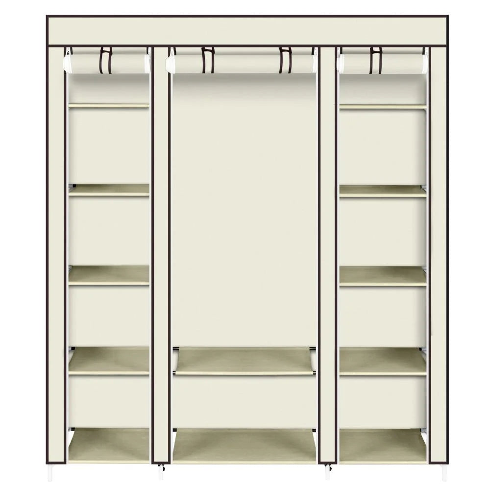 69" Portable Heavy Duty Clothes Closet Wardrobe Storage Organizer V9456