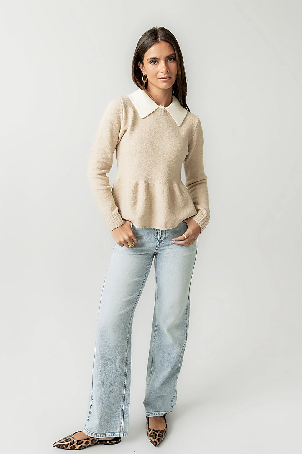 Taupe Peplum Sweater O77962