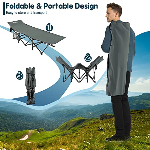 Blue Folding Camping Cot with Carry Bag H6520