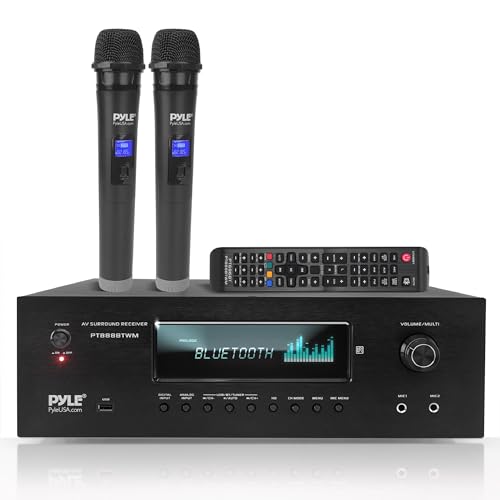1000W 5.2 Channel Home Theater Receiver with Bluetooth 5.0 and 2 UHF Wireless Mics E45183