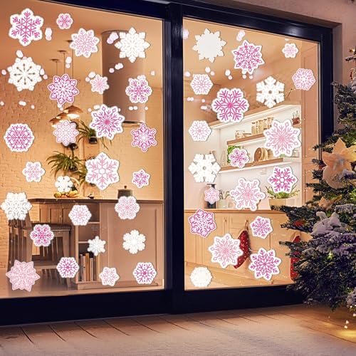 45 Pcs Christmas Snowflake Window Gel Clings N946542