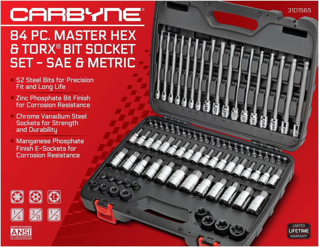 84 Piece S2 Steel Hex & Torx Bit Socket Set X812350