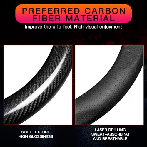 Black Carbon Fiber Steering Wheel Cover M838