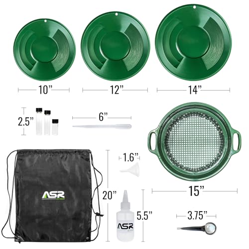 14pc Portable Gold Panning Kit with Deep Dish Classifier Screen L5294