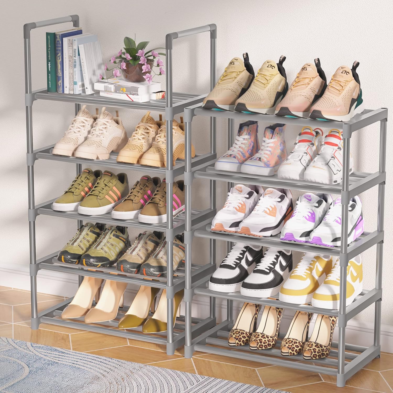 5 Tier Long Shoe Rack and 10 Tier Narrow Tall Shoe Rack N293