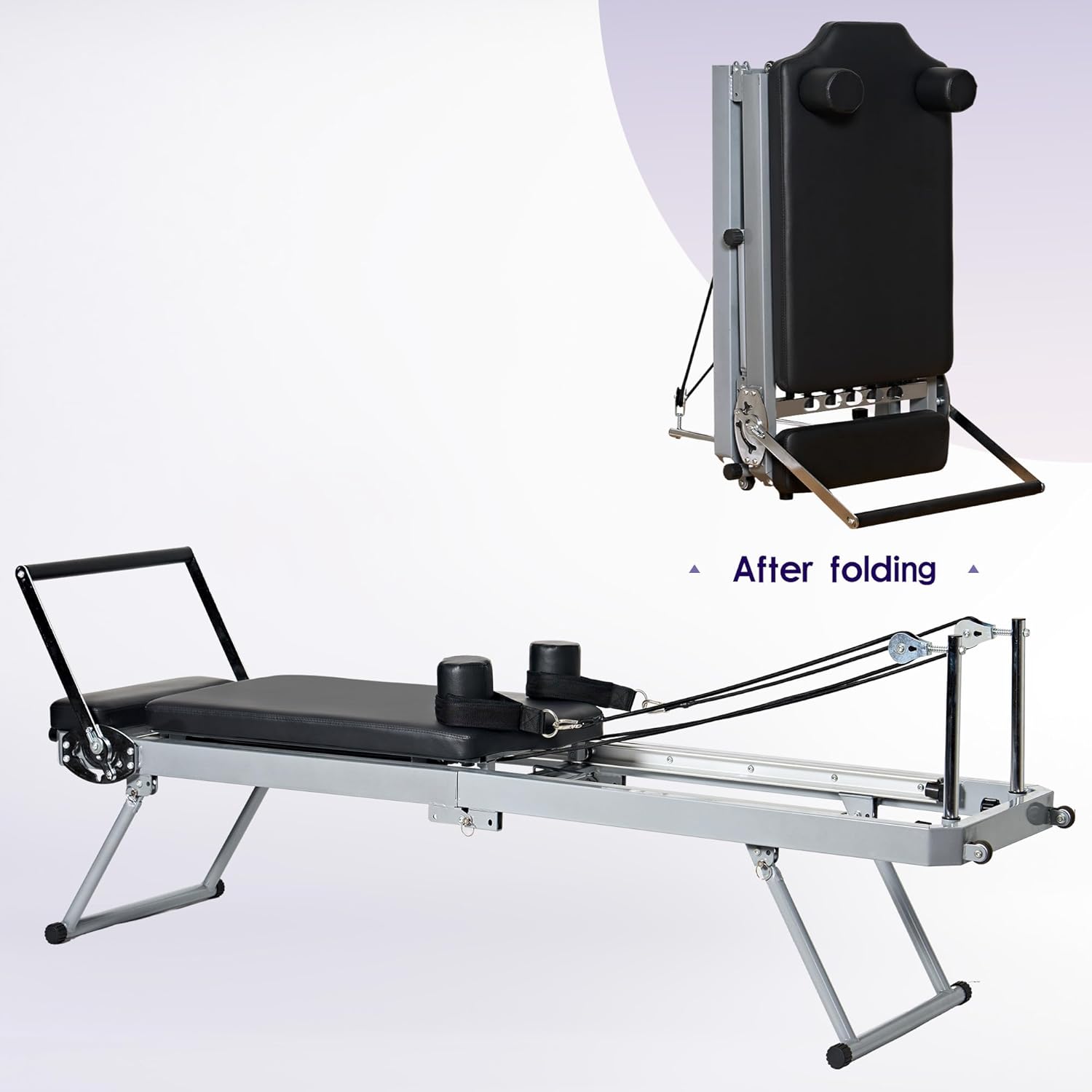Black Foldable Pilates Reformer Machine T90490