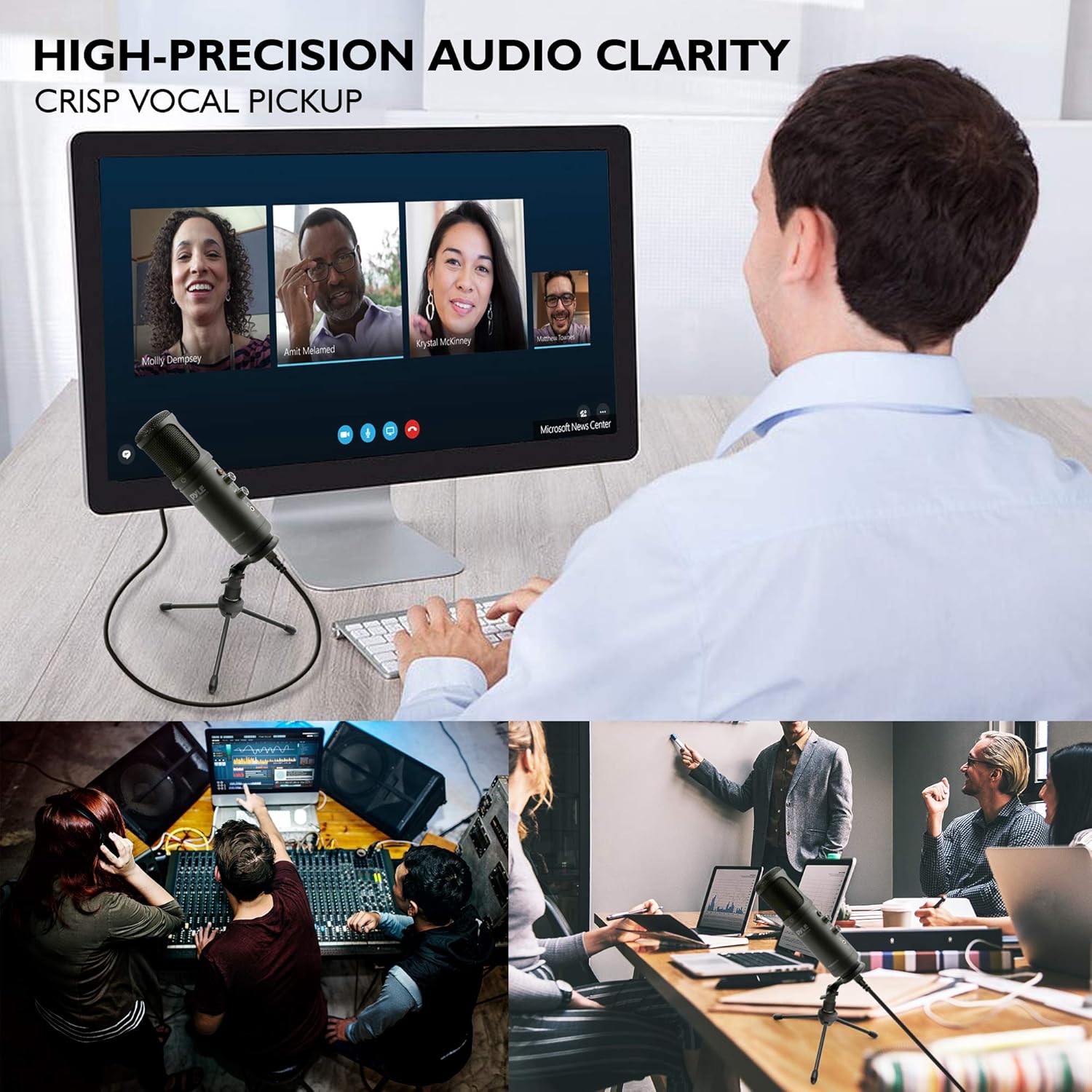 Blue LED Adjustable Gain Condenser Microphone with Tripod Stand Pack of 2 G406