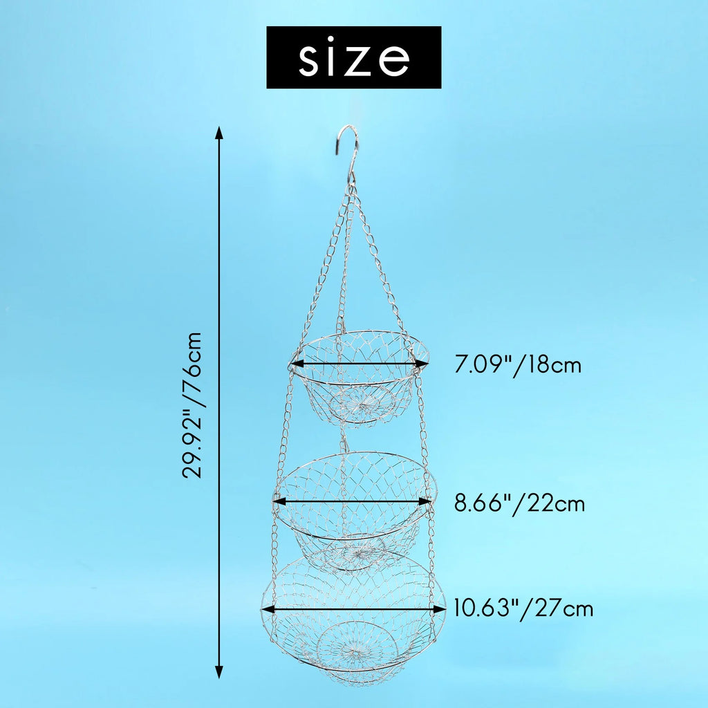 Silver 3 Tier Hanging Fruit Basket B595524