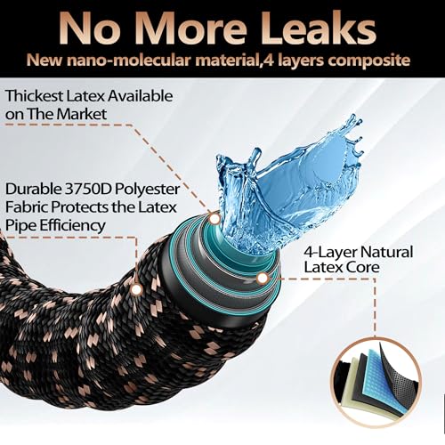50 ft Expandable Garden Hose with 10 Functions Spray Nozzle, 3/4" Solid Brass Connector P192282