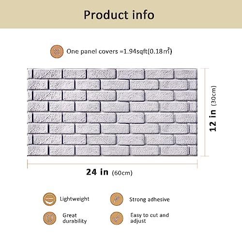 10Pcs 3D Wall Panels Peel and Stick PVC Faux Stone Backsplash E9054