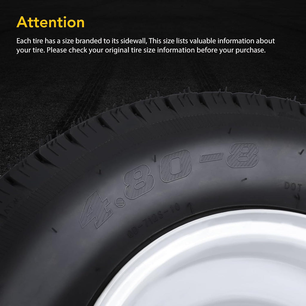 4.80-8 Trailer Tires with 8'' Rims, 4 Lug on 4'', Load Range C, 6PR F625894