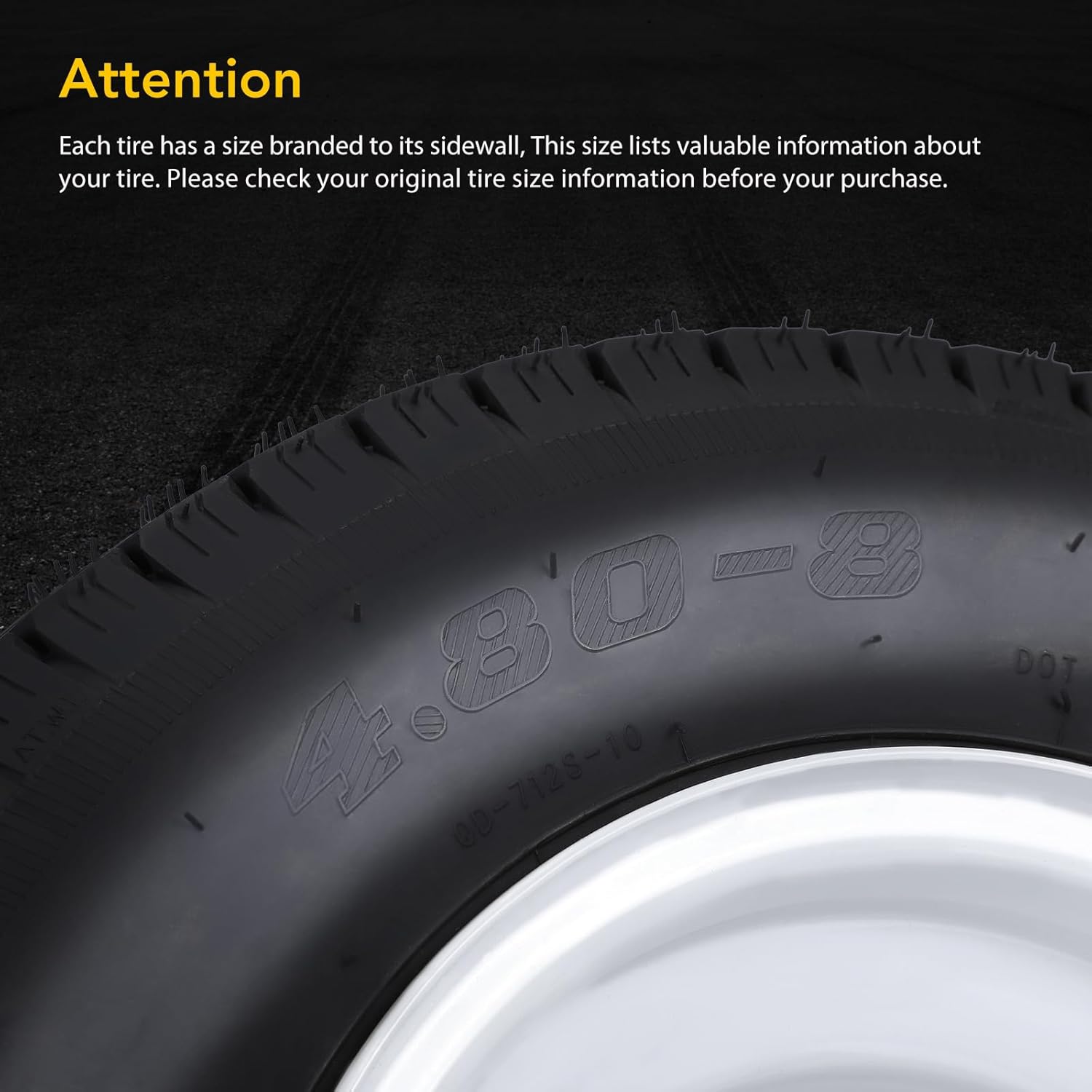 4.80-8 Trailer Tires with 8'' Rims, 4 Lug on 4'', Load Range C, 6PR F625894