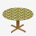 Dark Blue White Fitted Round Tablecloth with Elastic Edge D734032
