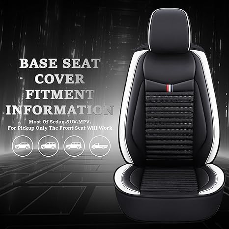 5 Seats Custom Fit Leather Seat Covers (Black White) T82743
