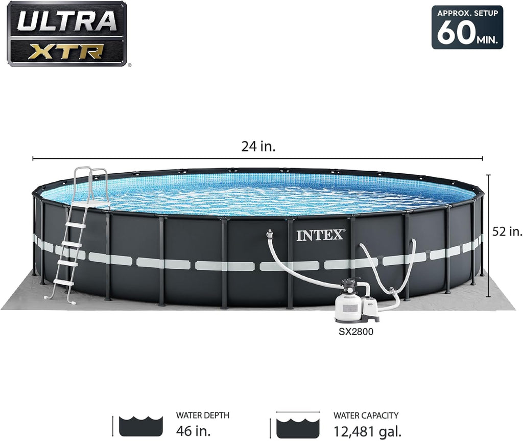 24ft x 52in Above Ground Swimming Pool Set with 2800 GPH Cartridge Sand Filter Pump V7269