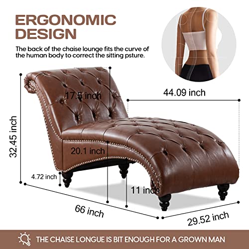 Brown Leather Lounge Chair with Nailhead Trim E145675