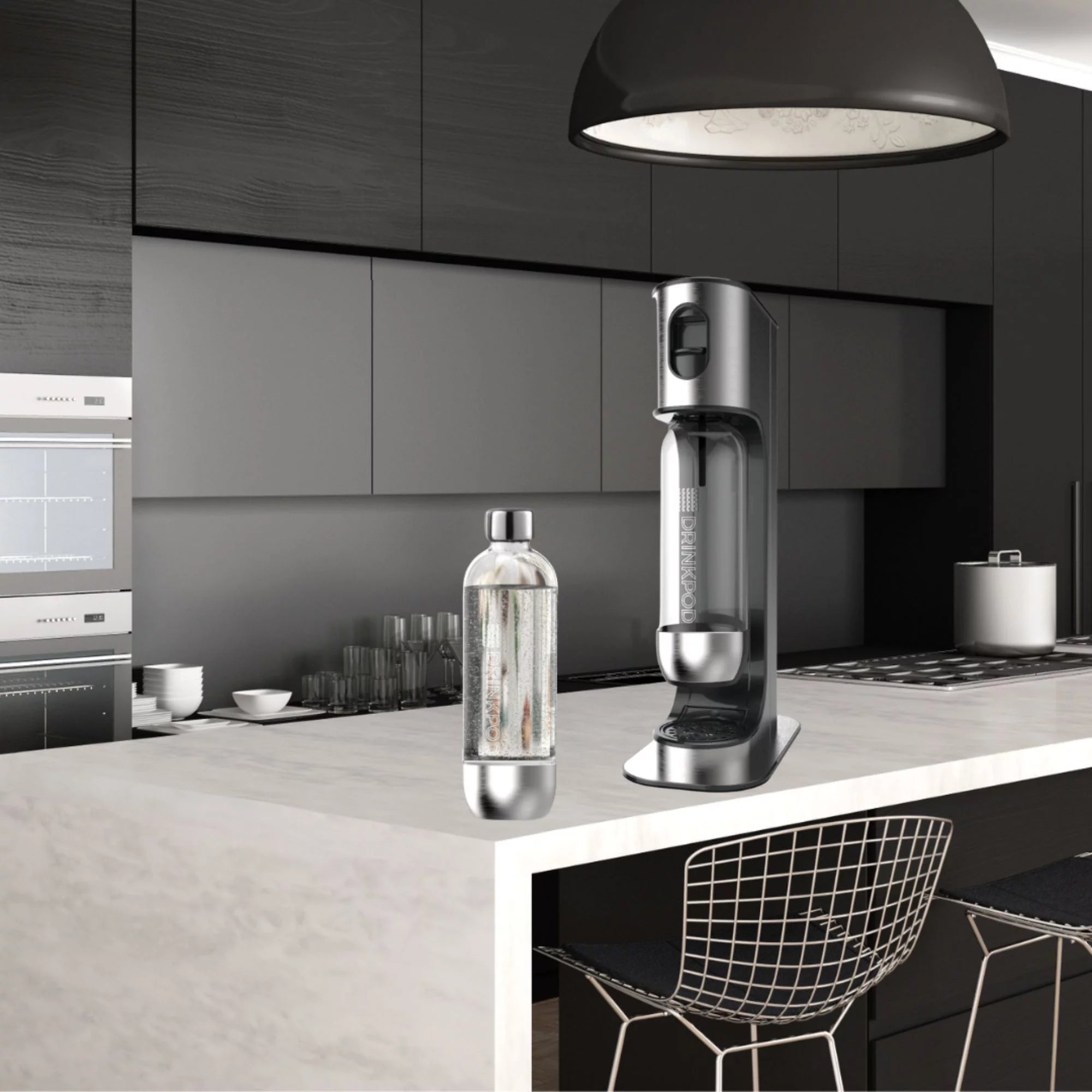 Stainless Steel Sparkling Water Machine with 1 CO2 Cylinder and 3 Bottles C552251
