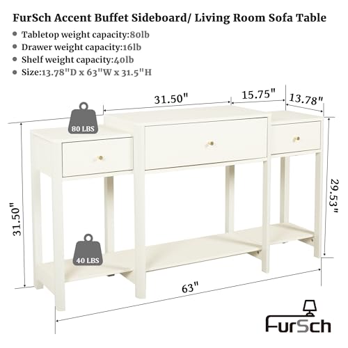 63" Console Table with Drawer, Marble Texture Top Sideboard with Open Bottom Shelf U354