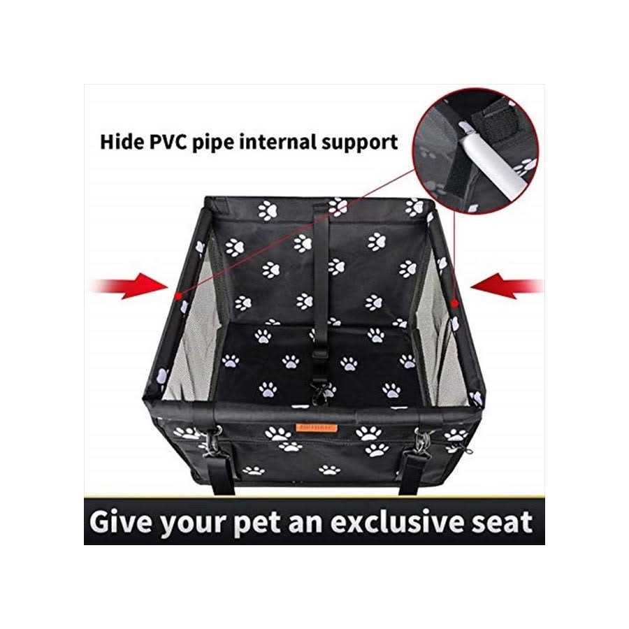 Dog Car Seat with Clip-On Safety Leash and PVC Support Pipe C687