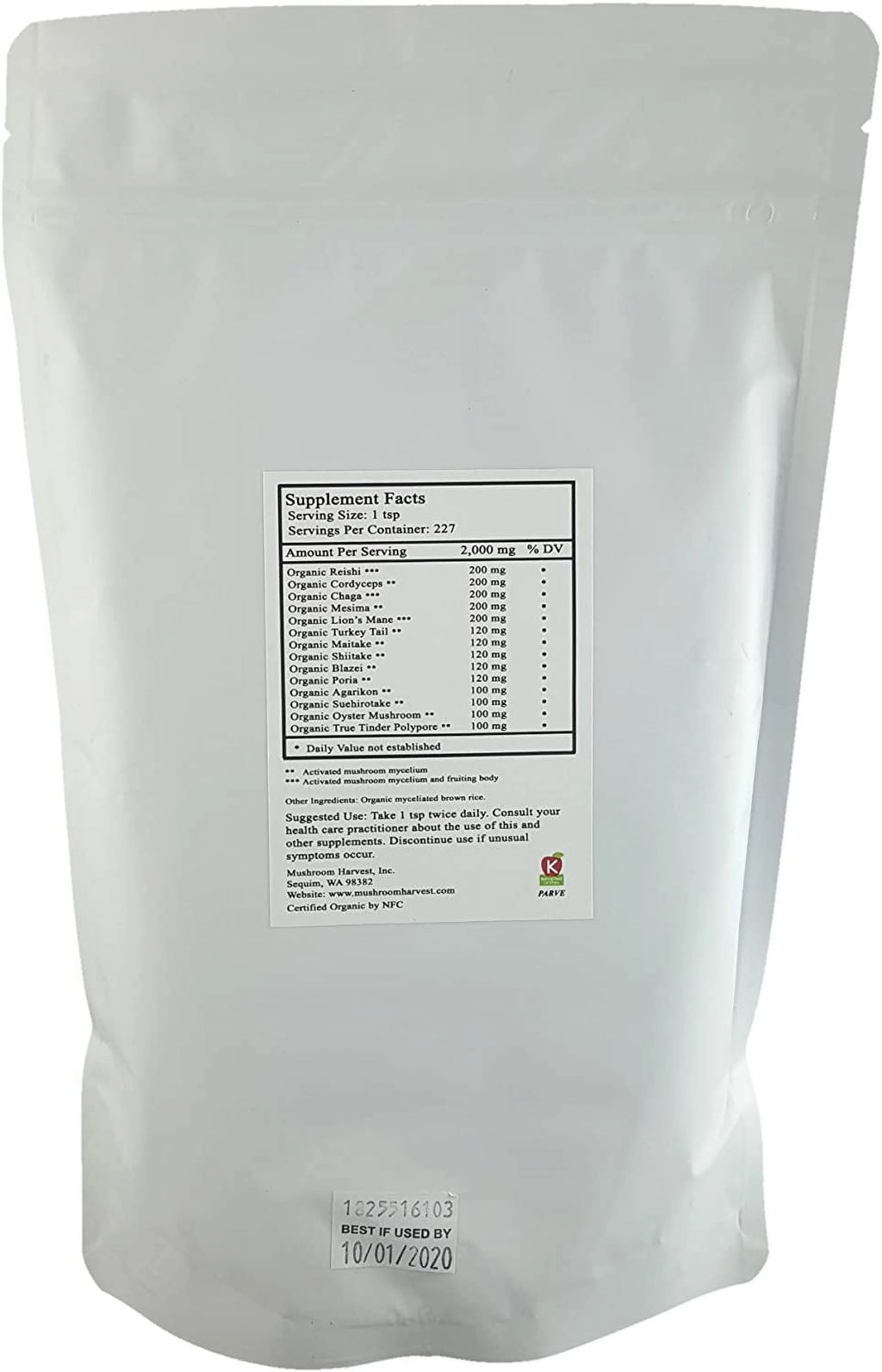 14 Mushroom Blend Powder Certified Organic 1lb. L59339