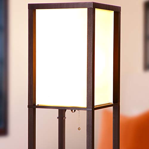 Black Shelf Floor Lamp with USB Ports and Shelves M5890