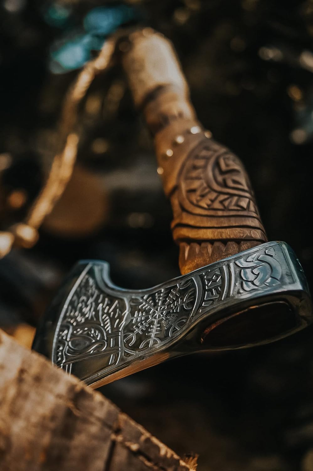 Forged Carbon Steel Viking Axe with Rose Wood Shaft T540781