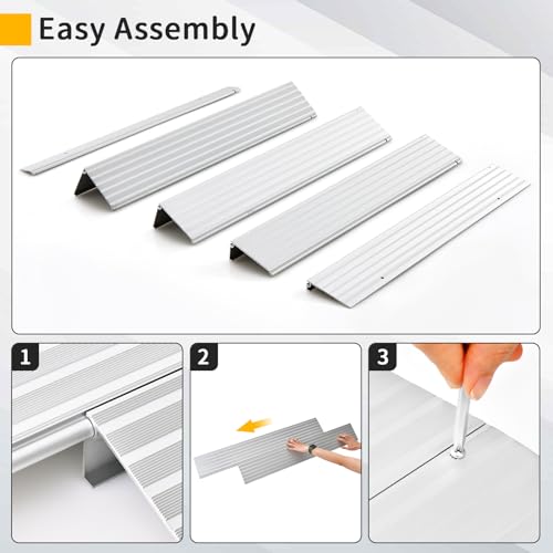 3" Rise Aluminum Door Threshold Ramp with Non-slip Surface W1069