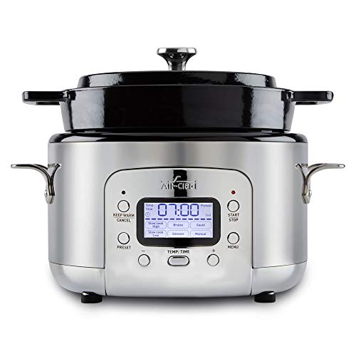 5 Quart 7-in-1 Electric Slow Cooker with Stainless Steel and Cast Iron C1123