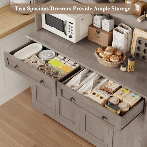 75.4" Tall White Kitchen Pantry Cabinet with Glass Doors and Drawers H780