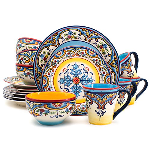16 Piece Dinnerware Set, Service for 4, Multicolor Z158888