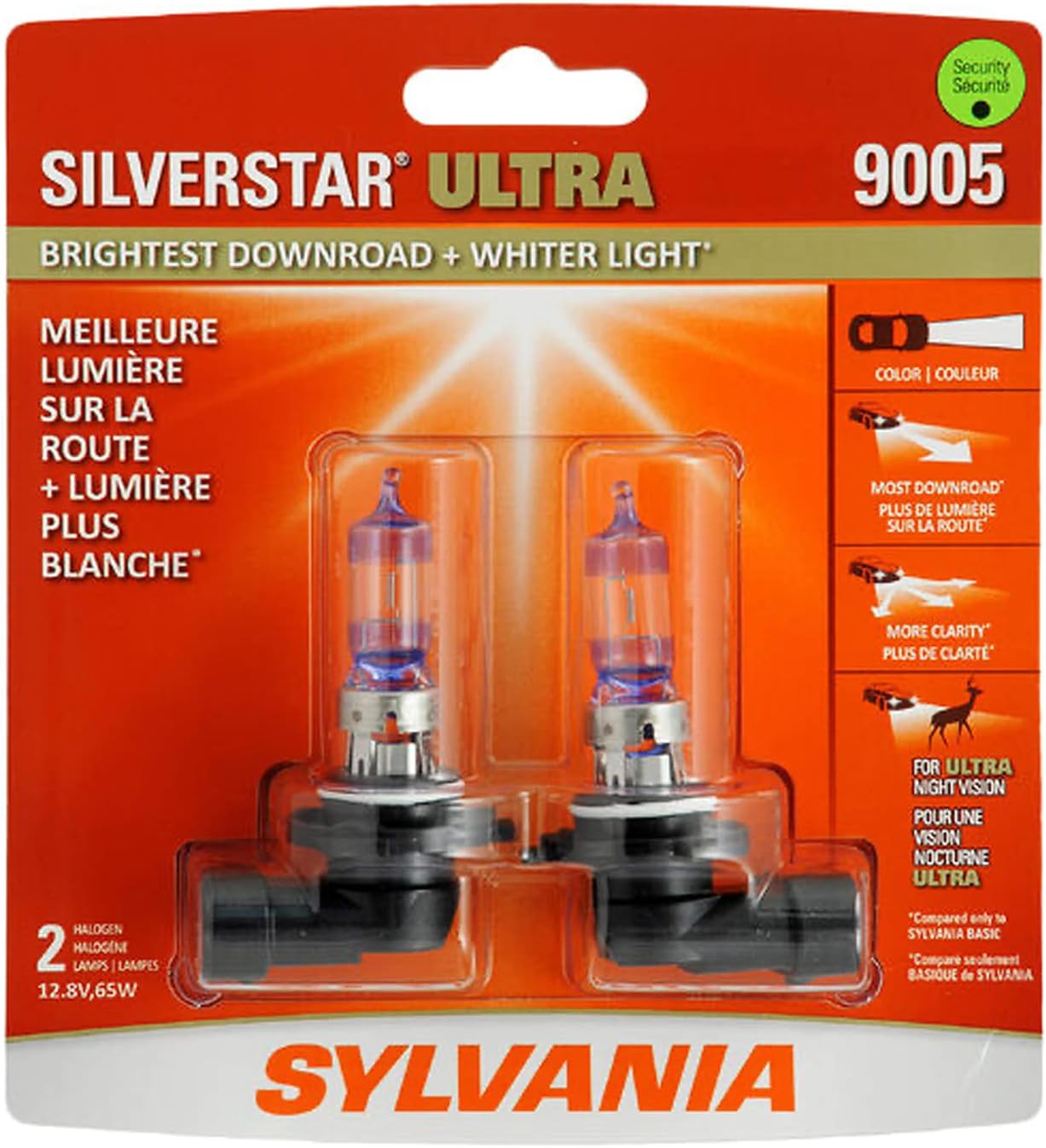 9005 Halogen Headlight Bulb High Beam Low Beam Fog Replacement Bulb Pack of 2 S667