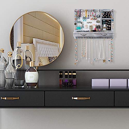 Jewelry Wall Organizer Wall Mounted with Drawers (brown) U7359