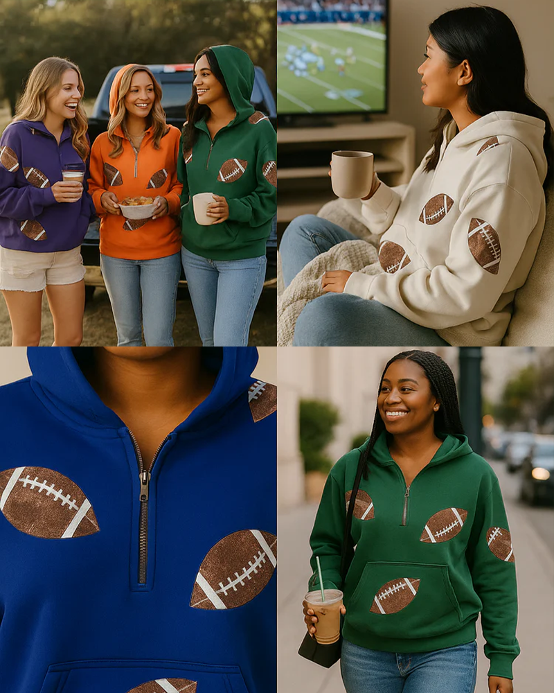 ‘Glam Kickoff’ Long Sleeve Zip Hoodie
