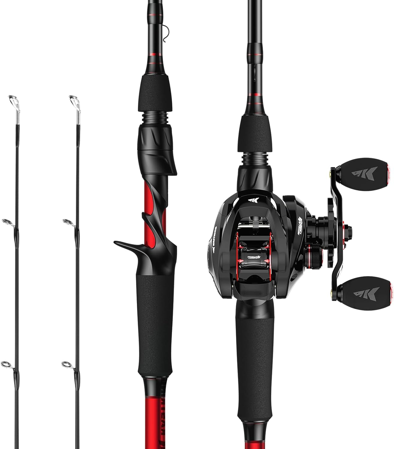 Twin Tip Fishing Rod and Reel Combo, IM6 Graphite 2Pc Blanks, Stainless-Steel Guides, EVA Handles L710
