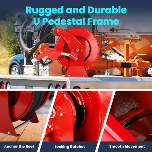 1" x 33' Retractable Diesel Hose Reel with Steel Construction M3633