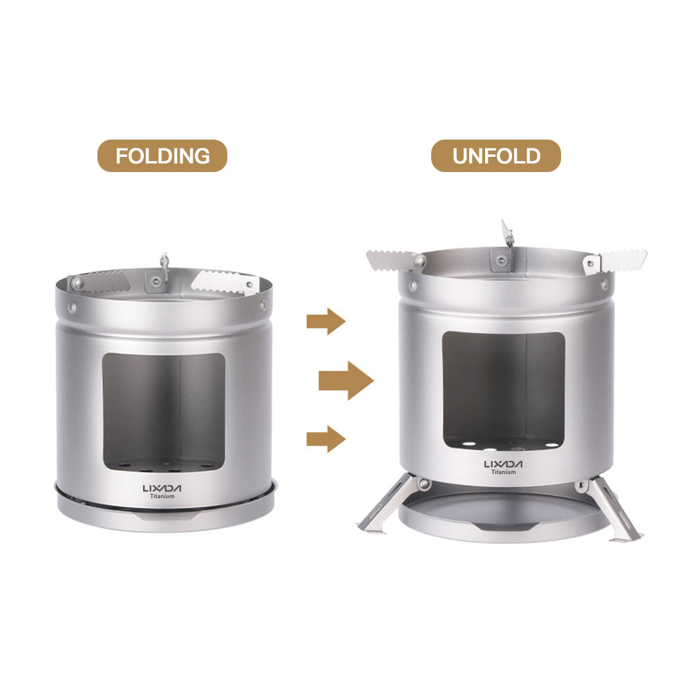 Titanium Camping Stove Ultralight Folding Wood Burning Stove G342978