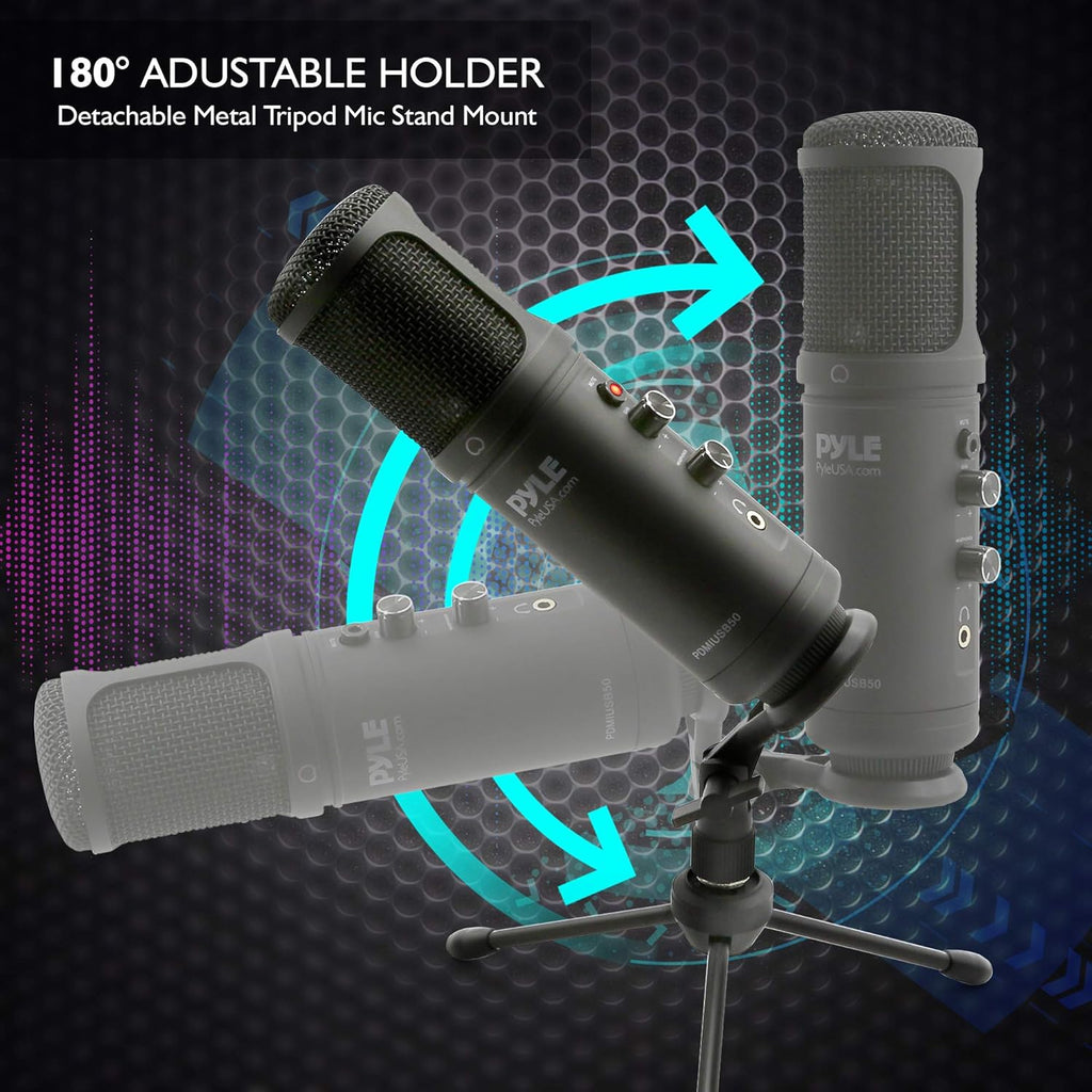 Blue LED Adjustable Gain Condenser Microphone with Tripod Stand Pack of 2 G406