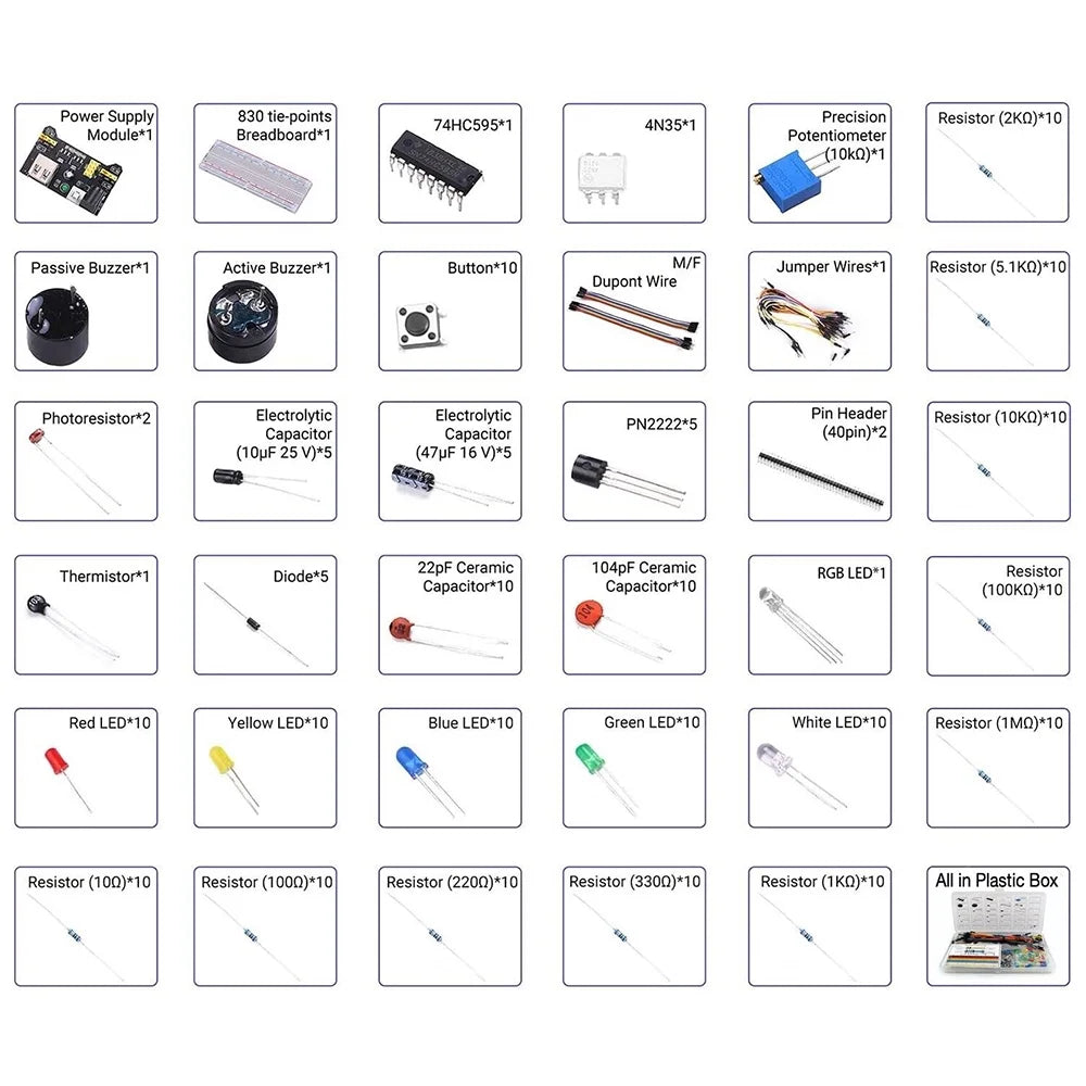 Electronic Components Kit with Potentiometer Resistor P4907