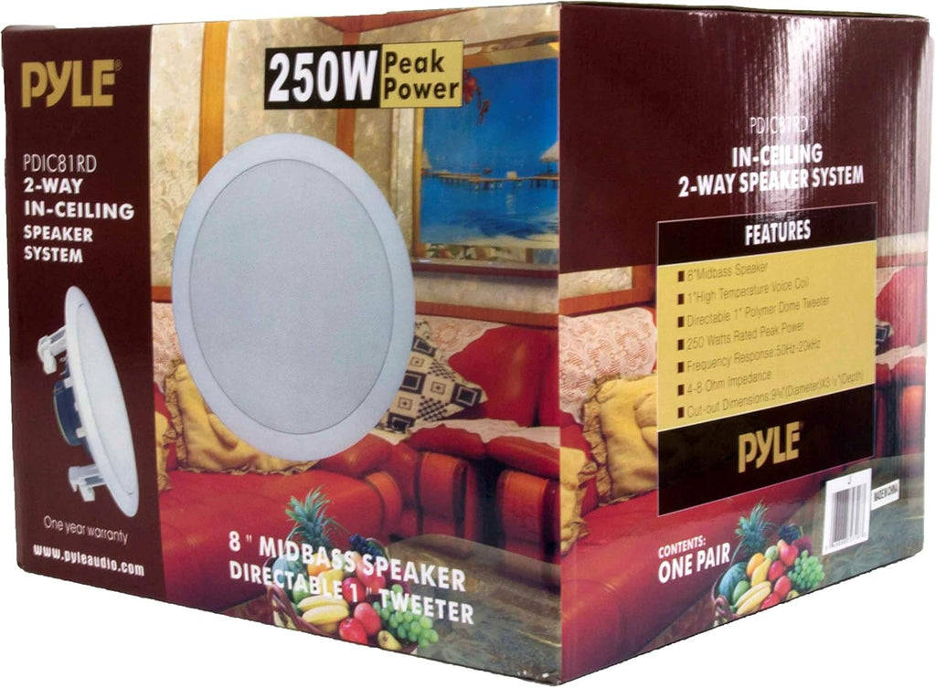 8" 1000W Round Wall And Ceiling Home Speakers 2 PAIR R457