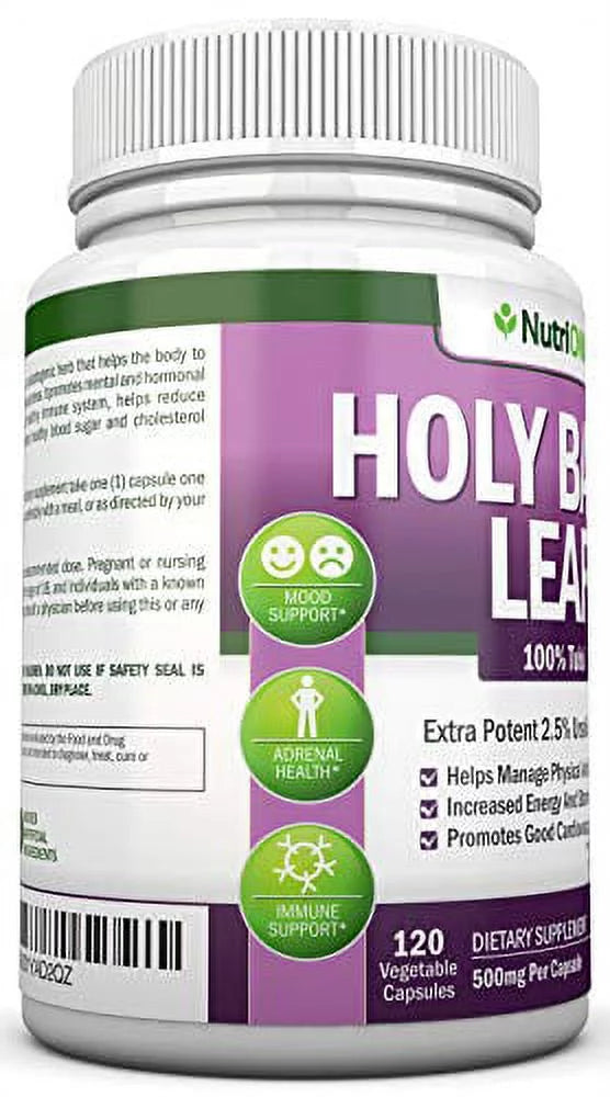 120 Vegan Capsules Holy Basil Leaf Extract 500mg 2.5% Ursolic Acid J69176
