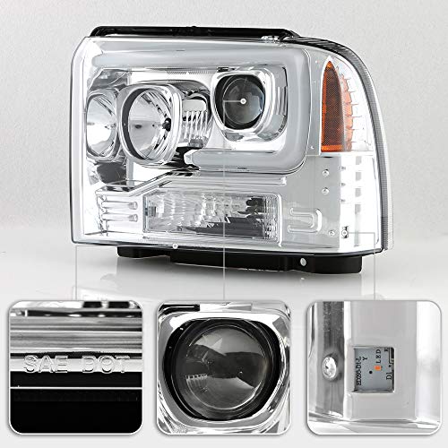 Chrome LED Projector Headlights Headlamps Pair M3644