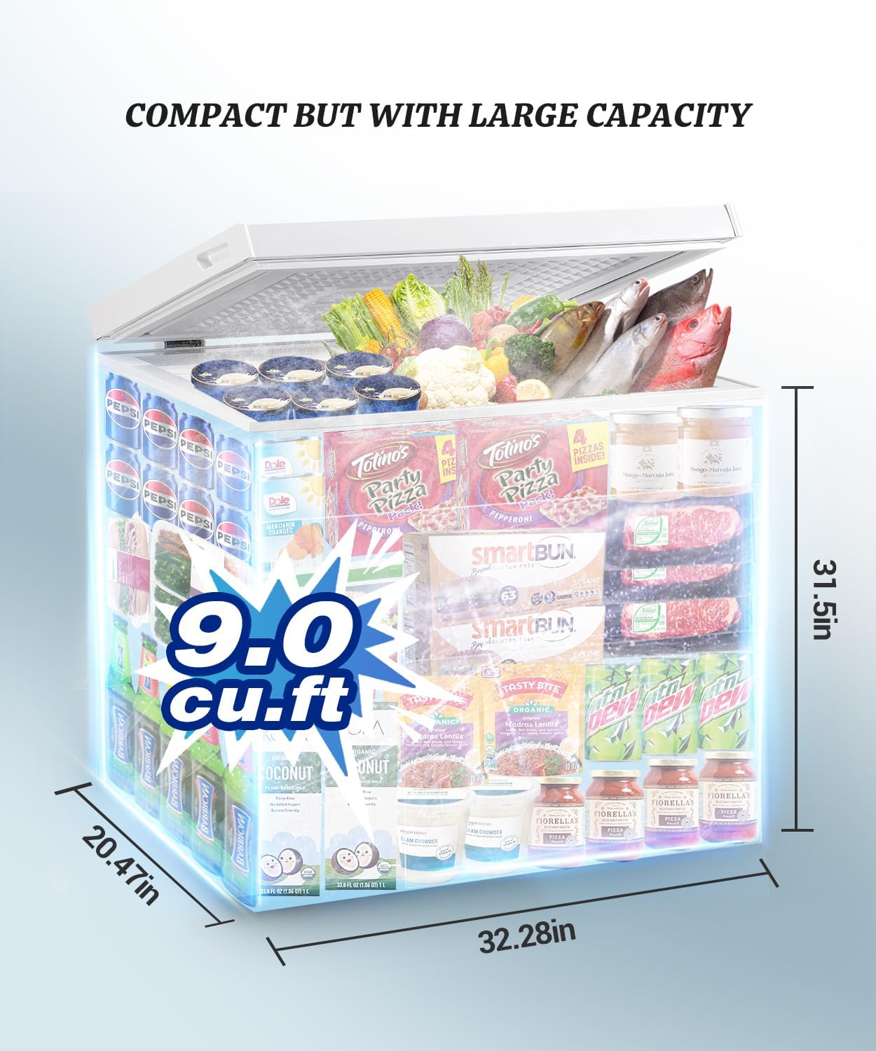 White 9.0 cu.ft Chest Freezer with Removable Basket Z4736
