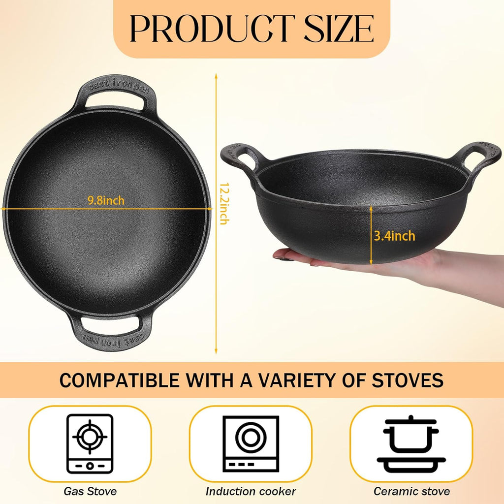 Black Cast Iron Nonstick Mini Wok with Loop Handle P901028