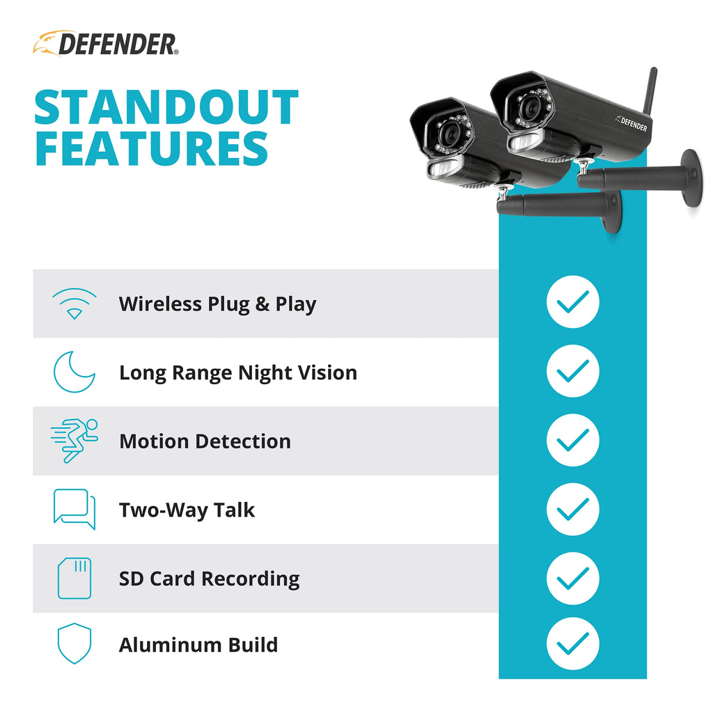 Security Camera System with 7 Display Monitor and 2 Night Vision Cameras, 32GB SD Card Recording A27109