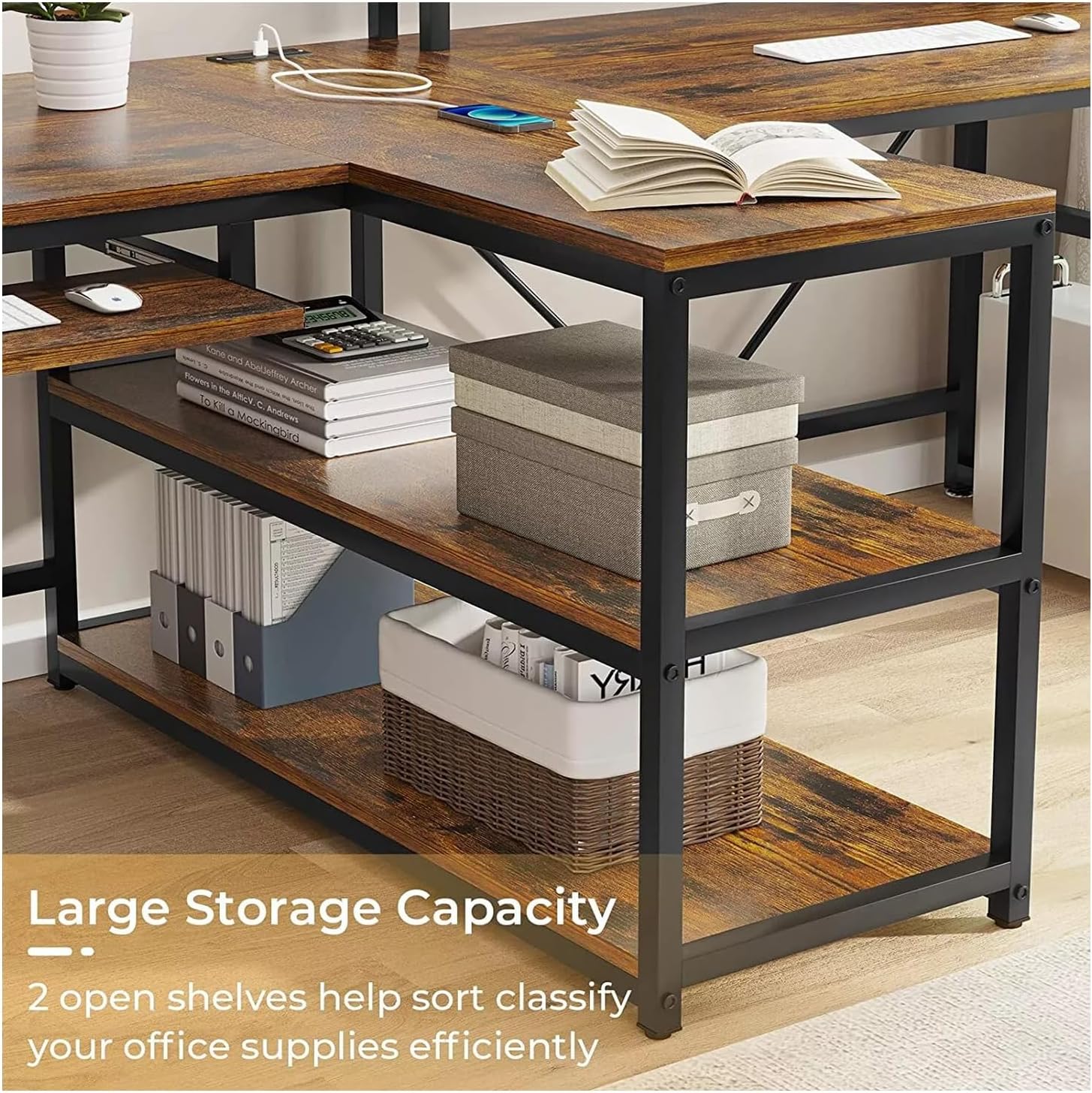 Brown 95 Inches Extra Long Double Desk Wood G406404
