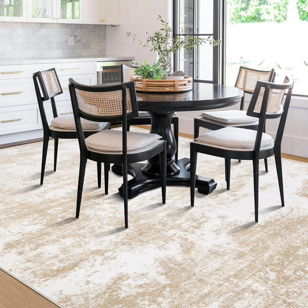 Beige 8x10 Washable Area Rug C111473