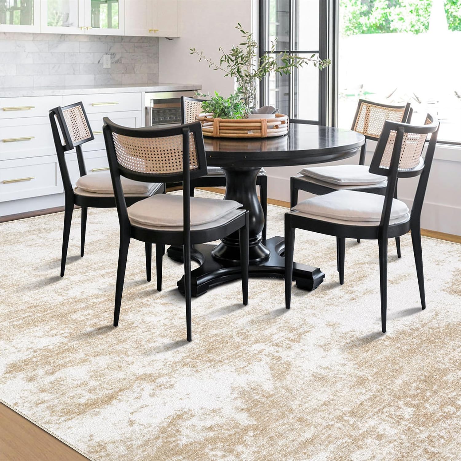 Beige 8x10 Washable Area Rug C111473