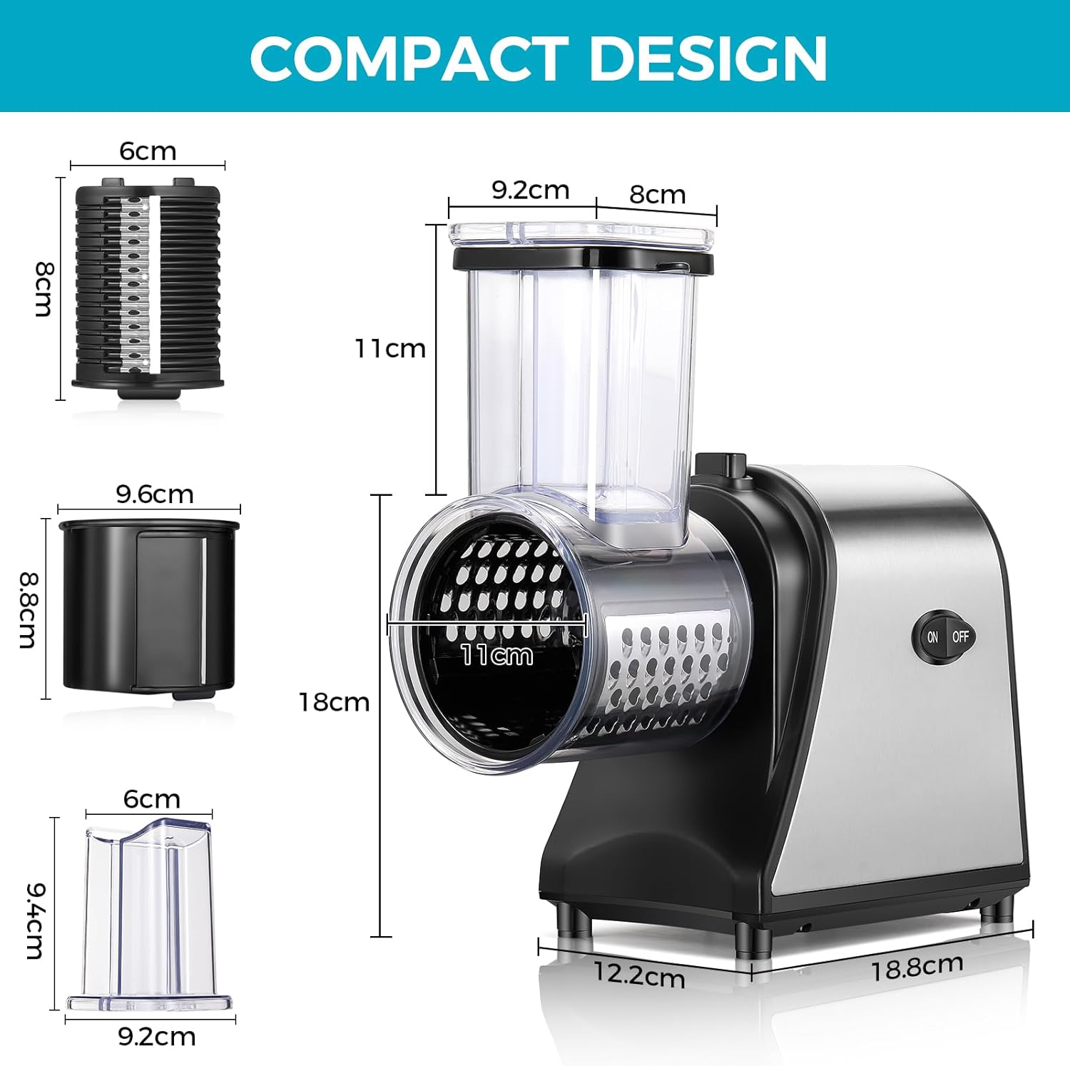 250W Electric Cheese Grater with 5 Attachments K260858
