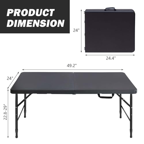 White 4ft Portable Folding Table with Steel Legs V26071